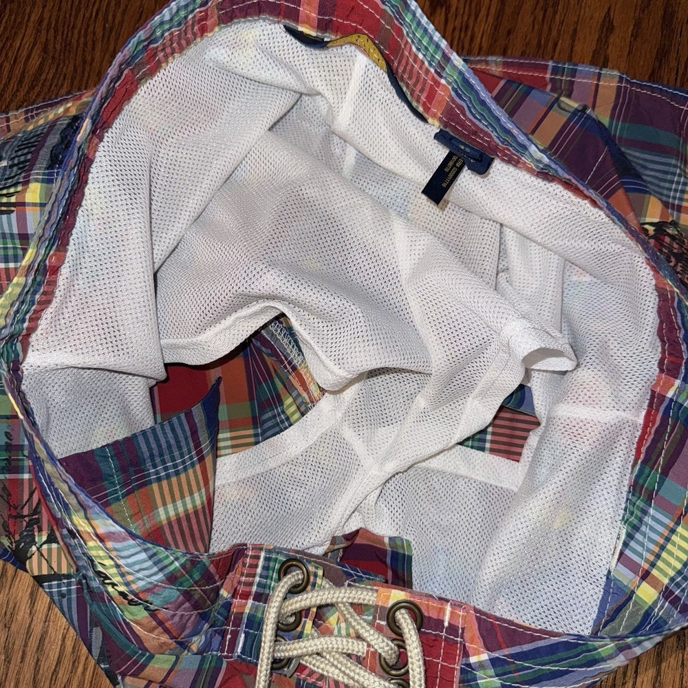 Polo Ralph Lauren Board Shorts US Navy Ships Sailors Men 32 Plaid Lined Nautical - Picture 4 of 6